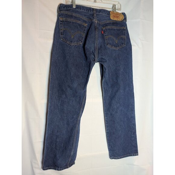 VTG Levis 501 38x32 Rare Blank Red Tab Trademark “R” Dark /Med Wash Blue Jeans - Picture 3 of 12